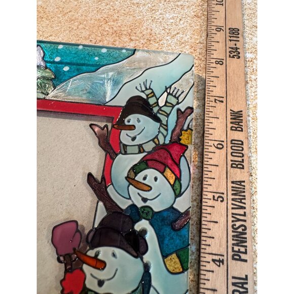 Stained Glass Style Snowman Picture Frame – approx 6.5” x 8” – Holiday Winter Dé - Picture 4 of 9